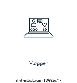 Vlogger concept line icon. Linear Vlogger concept outline symbol design. This simple element illustration can be used for web and mobile UI/UX.