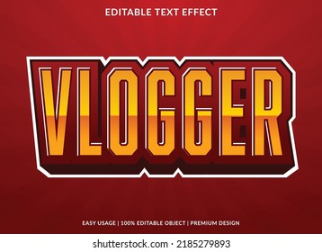 vlogger editable efecto de texto plantilla de fuente con estilo de fondo abstracto para el logotipo de negocios