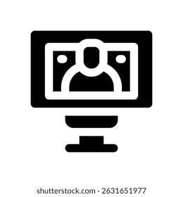 vlogger glyph icon. Strong and solid vector icon for websites, mobile interfaces, presentations, and visual branding. High quality and easy to edit.
