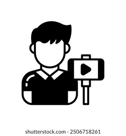 Vlogger Glyph Icon, Vector illustration