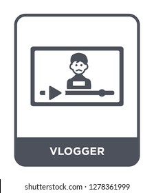 vlogger icon vector on white background, vlogger trendy filled icons from Blogger and influencer collection, vlogger vector illustration