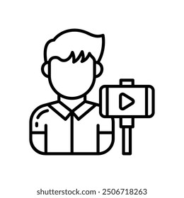 Vlogger Outline Icon, Vector illustration