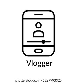  Vlogger Vector Umriss Icon Design Illustration. Online-Streaming-Symbol auf weißem Hintergrund EPS10-Datei
