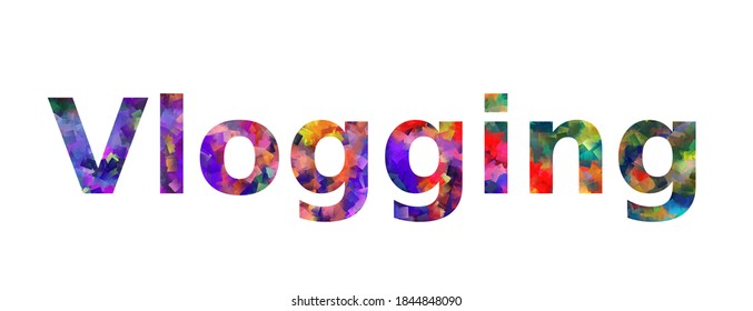 Vlogueando. Cartel de texto de tipografía colorida. Vector la palabra vlogging