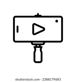 Vlogging icon with smartphone in monopod