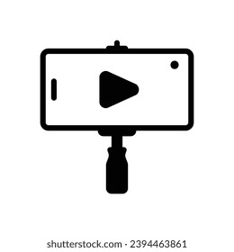 Vlogging icon with smartphone in monopod