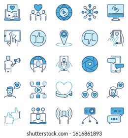 Vlogging and Personal branding colored vector concept icons collection