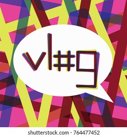Vlogging trending post concept. Stock vector illustration of blog with a hashtag symbol in a speech bubble for popular vlog, internet network promoting, viral media.