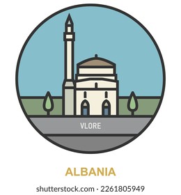 Vlore. Cities and towns in Albania. Flat landmark