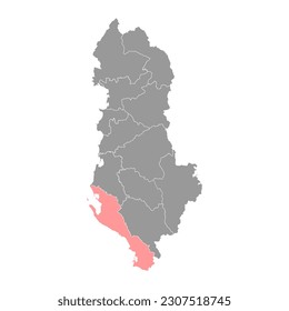 Vlore county map, administrative subdivisions of Albania. Vector illustration.