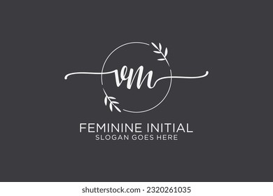 VM beauty monogram and elegant logo design handwriting logo of initial signature, wedding, fashion, floral and botanical with creative template.