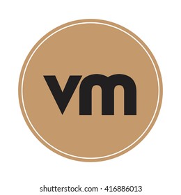 vm brown letters ,abstract background logo, design identity in circle, alphabet letter