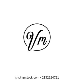 Concepto femenino de circulo VM logotipo inicial mejor para la belleza y la moda