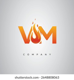VM Creative Fire Letter Logo Design