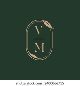 Ideas de diseño de logotipo de monograma de boda de concepto de pluma de VM como inspiración