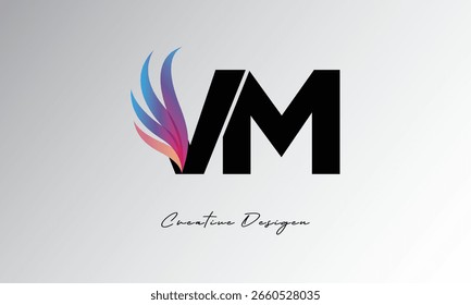 VM Feather Gradient Logo – Elegant Wing Monogram for Modern Branding and Visual Identity Design
