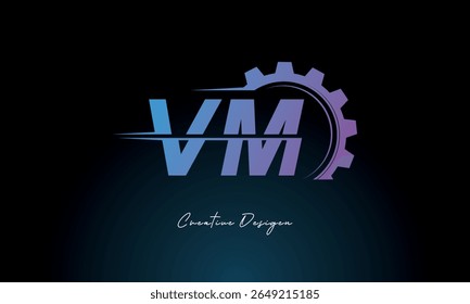 VM Gear Fusion Logo – Industrial Tech-Inspired Letter mark Futuristic Industrial Letter Mark Design for Technology and Engineering Brands.