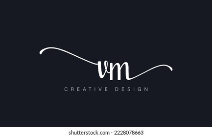 VM handwriting logo. VM logo design vector template.