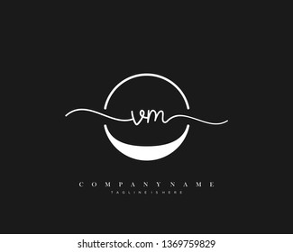 VM initial handwriting logo template vector