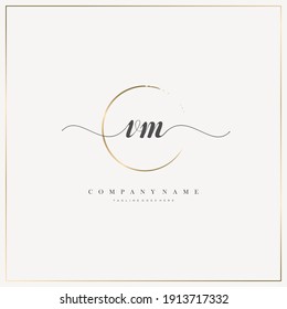VM Initial Letter handwriting logo hand drawn template vector, logo for beauty, cosmetics, wedding, fashion and business