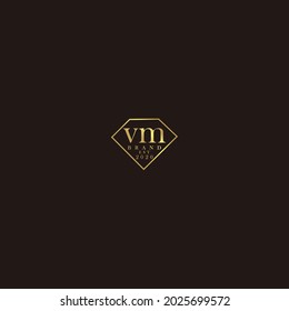 VM Logo inicial diamante de lujo ilustración de boda