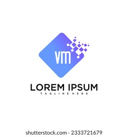 VM initial monogram for technology logo with square style design
