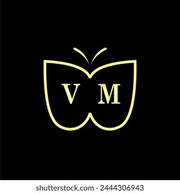 VM Initials Luxury Butterfly logo Vector illustration