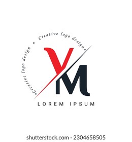 VM Letter Logo Design with a Creative Cut. Creative logo design