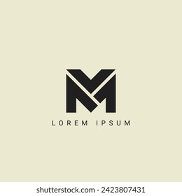 Diseño de logotipo de letras de VM. Polígono de VM, círculo, triángulo, hexágono, estilo plano y sencillo con el logotipo de la letra de variación en color blanco fijado en un tablero. Logo minimalista y clásico de VM. VM