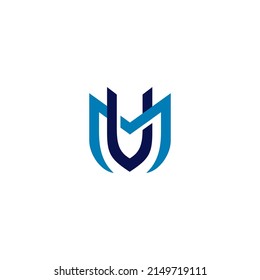 Diseño de logotipo de VM simple con color azul