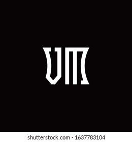 VM monogram logo with curved side style design template