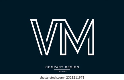 Monograma de VM, MV, letras abstractas