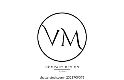 Monograma de VM, MV, letras abstractas