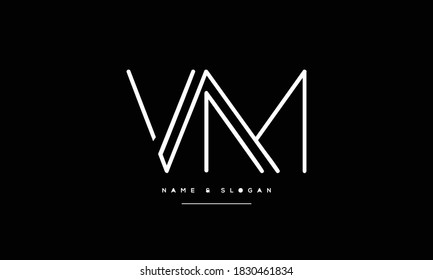 Monograma con el logotipo de las letras abstractas de VM, MV, V, M