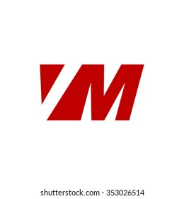 VM negative space letter logo red