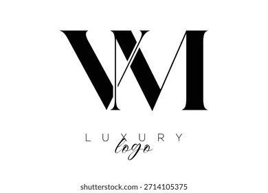 VM Serif Letter Monogram Typography Logo for Elegant Premium Branding Identity