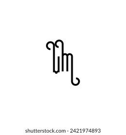 VM simple curved concept initial logo design black and white background