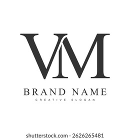 VM trendy logotype template. Initial letter v and m classic font style. Creative logo for company name or identity. Vector illustration.
