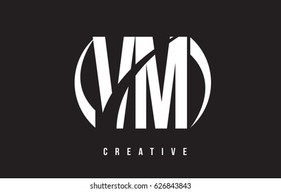 VM V M White Letter Logo Design with White Background Vector Illustration Template.