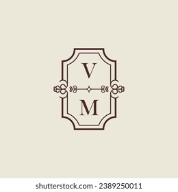 VM vintage wedding initial logo in high quality professional design that will print well across any print media