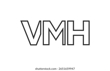 VMH logo design template with strong and modern bold text. Initial based vector logotype featuring simple and minimal typography. Trendy company identity ideal for businesses brand presence.