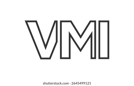 VMI logo design template with strong and modern bold text. Initial based vector logotype featuring simple and minimal typography. Trendy company identity ideal for businesses brand presence.