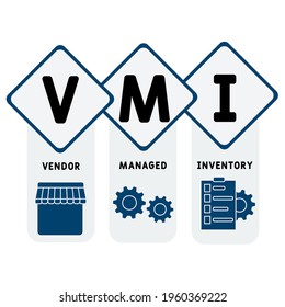 VMI - Vendor Managed Inventory  acronym. business concept background.  vector illustration concept with keywords and icons. lettering illustration with icons for web banner, flyer, landing pag