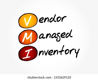 VMI Vendor Managed Inventory - supply chain agreement where the manufacturer takes control of the inventory management decisions for the seller, acronym text concept background