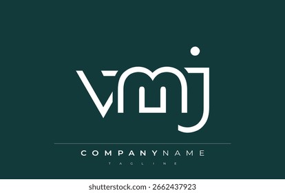 VMJ Minimalistic Logo Design Featuring Geometric Shapes and Simple Typography. Abstract letter logo design