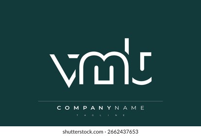 Diseño de logotipo minimalista VMT con Formas geométricas y tipografía simple. Diseño de logotipo de carta Abstractas
