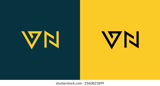 VN abstract minimalist letters Logo Monogram. It is a minimalist logo, this logo is made by combining two letters