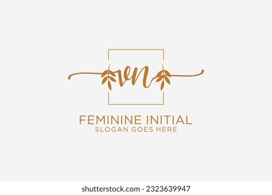 Monograma de belleza VN y elegante logo de diseño para escritura a mano de marca inicial, boda, moda, floral y botánica con plantilla creativa.