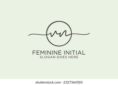 VN Handschrift Logo mit Kreis-Vorlage Vektorlogo der ersten Signatur, Hochzeit, Mode, Blumen und botanisch mit kreativen Vorlage.