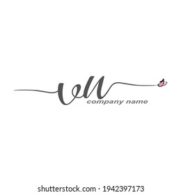 VN Initial Handwriting logo luxury vector beauty
